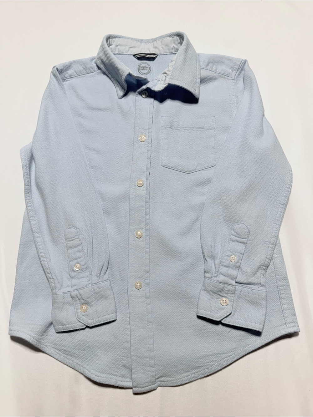 wonder nation Pale Blue Boys' Button-Down Shirt with Chest Pocket